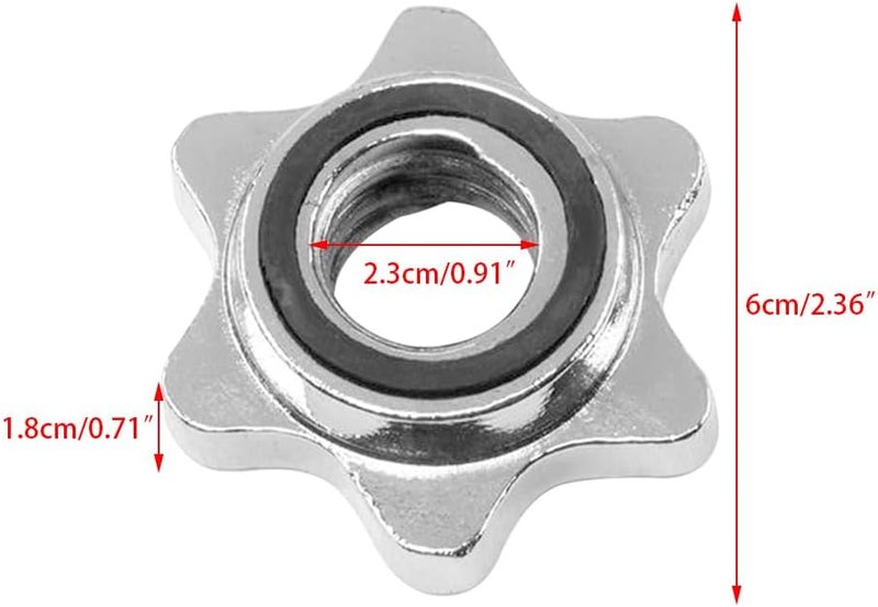 Calidaka 2pcs Standard Barbell Spin-Lock Collars Screw Clamps 0.91" Diameter Rubber Steel Anti-Slip Spin-Lock Collars for Dumbell Weight Lifting - Image 2